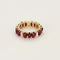 Bague 51.5 Alliance sertie de rubis cabochon et diamants en or jaune 18k 58 Facettes RNG3474