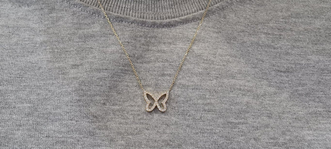 Collier Collier papillon en Or jaune & diamants 58 Facettes