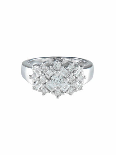 Bague 54 Bague solitaire pavée en or gris et diamants 0,99 ct 58 Facettes 422 50064
