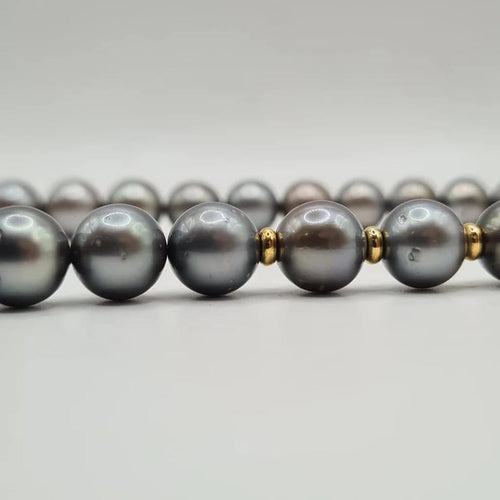 Collier Collier or jaune serti de perles Tahiti 58 Facettes