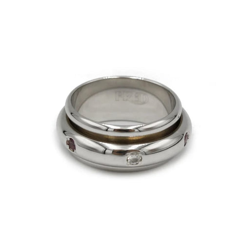 Bague 50 FRED - Bague or blanc diamants rubis 58 Facettes 120119R