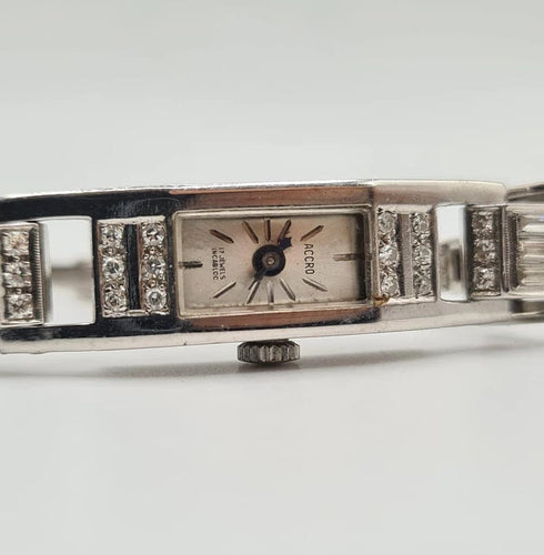 Montre Montre en platine et or blanc sertie de diamants anciens et diamants baguettes 58 Facettes