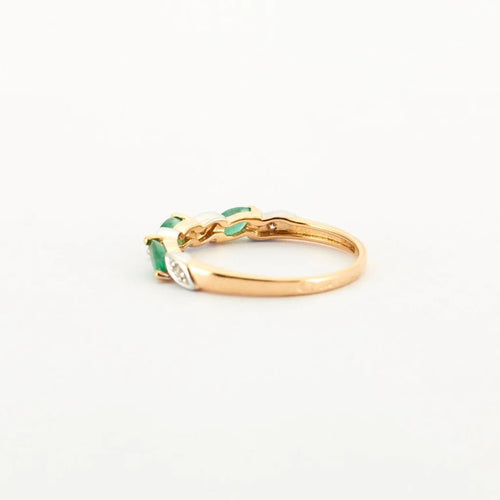 Bague 53 Bague Or jaune Emeraude Diamants 58 Facettes