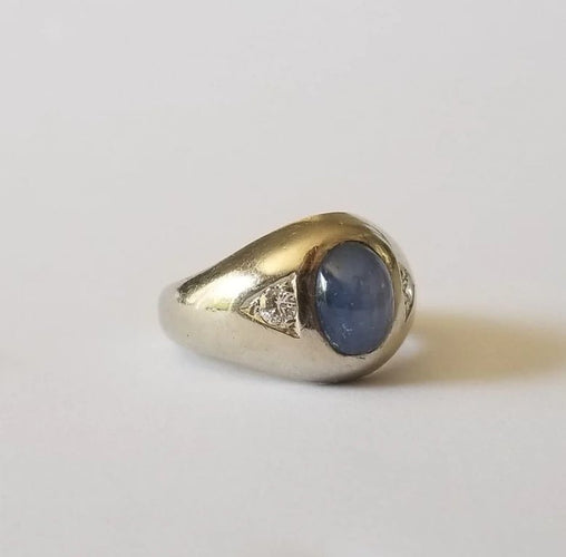 Bague 51 Chevalière Saphir et Diamants 58 Facettes