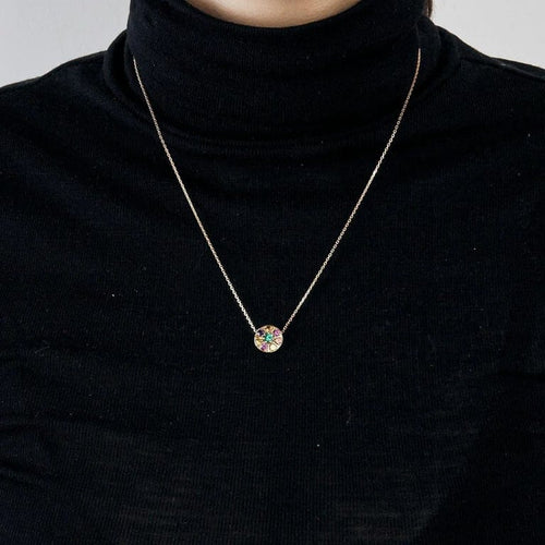 Collier Collier or rose serti de saphir multi-couleur 58 Facettes