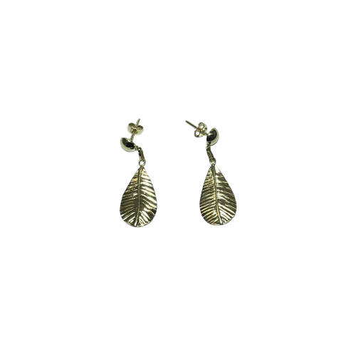 Boucles d'oreilles Boucles d’oreilles pendantes feuille texturée en or jaune 18 carats 58 Facettes 250232