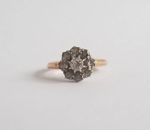 Bague 52 Bague or jaune diamants anciens 58 Facettes