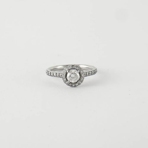Bague 50 Bague Solitaire Or blanc Diamants 58 Facettes