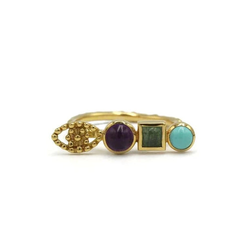 Bague 56 Garnazelle Bohème - Bague en or jaune 750 sertie de pierres 58 Facettes 250444R
