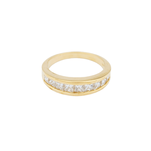 Bague 53 Demi-alliance en or jaune 18 carats et diamants 58 Facettes 32182