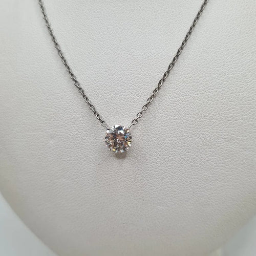 Collier Collier or blanc 18 carats serti d'un diamant naturel certifié LFG 58 Facettes