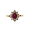 Bague 51.5 Bague marguerite rubis et diamants en or jaune 18 carats 58 Facettes 717