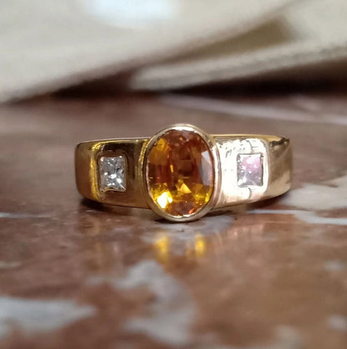 Bague 52 Bague Saphir jaune Diamants 58 Facettes 3402