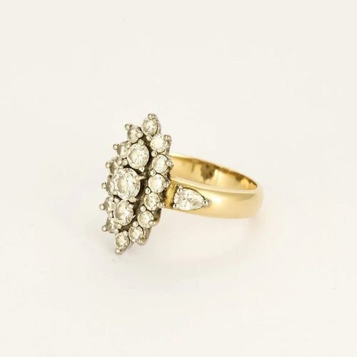 Bague 54.5 Bague navette en or jaune et or blanc 18K avec diamants 58 Facettes 58FC156