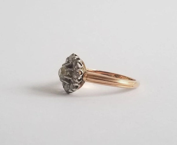 Bague 52 Bague or jaune diamants anciens 58 Facettes