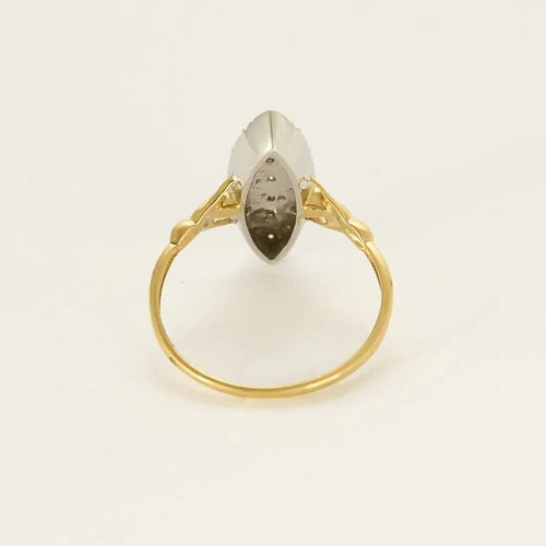 Bague 54 Bague marquise en or jaune, or blanc et diamants 58 Facettes 58FC109