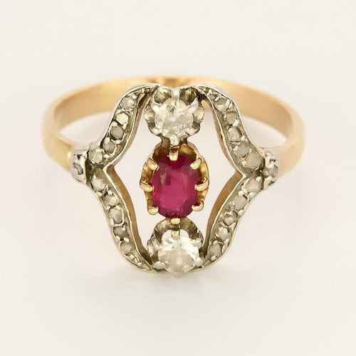 Bague 68 Bague "aigrette" en platine et or rose 58 Facettes SQU3866