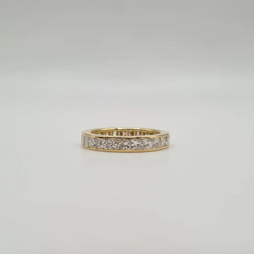 Bague 55 Alliance tour complet or jaune sertie de diamants princesses 58 Facettes