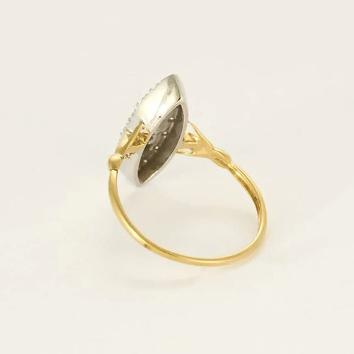 Bague 54 Bague marquise en or jaune, or blanc et diamants 58 Facettes 58FC109