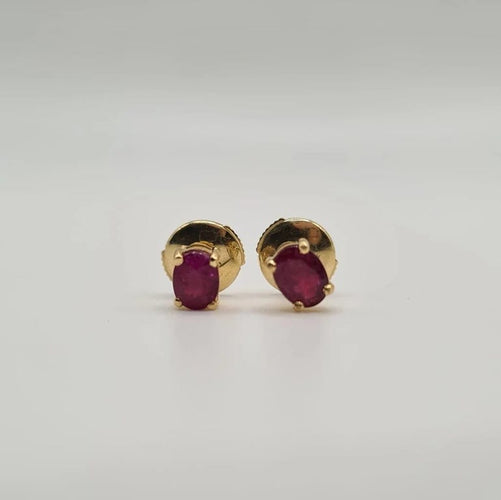 Boucles d'oreilles Boucles d’oreilles or jaune 18 carats serties de rubis ovale 58 Facettes