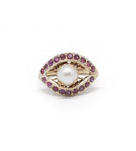 Bague 48 / Jaune / Or 585 Bague Perle Et Rubis 58 Facettes R200145