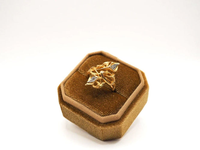 Bague 54 Bague allure florale or jaune et diamants 58 Facettes 5347