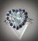 Bague Bague or blanc aigue-marine entourage saphirs 58 Facettes R 1585   NBE