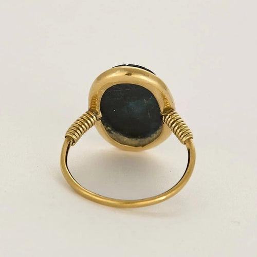 Bague 52 Bague scarabée cabochon en or jaune 18k et pierre dure décorative 58 Facettes DADB-11