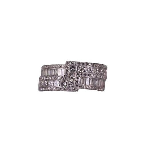 Bague 53 Bague Zigzag Or blanc et Diamants 58 Facettes RNG2646
