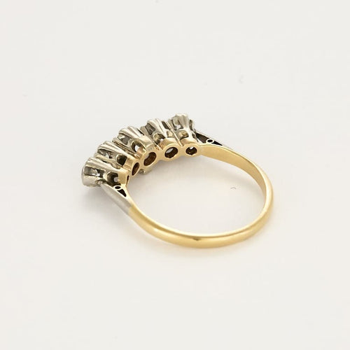 Bague 54 Bague jarretière en or jaune et or gris, diamants taille ancienne 58 Facettes MAR1092