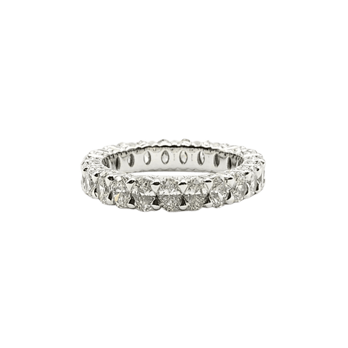 Bague 49 Alliance or blanc sertie de diamants 58 Facettes