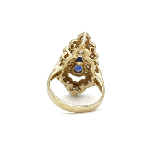 Bague 54 Bague or jaune saphir diamant 58 Facettes 240033SP