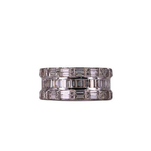 Bague 53 Bague triple sertie de diamants en or blanc 18k 58 Facettes RNG2650