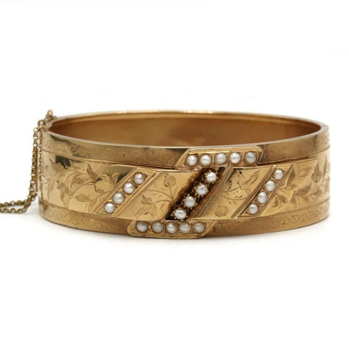 Bracelet Bracelet Manchette Esclave - Or jaune & Demi-perles 58 Facettes 250397R
