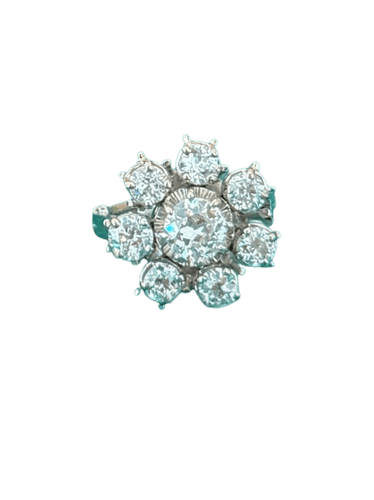 Bague 53 Bague marguerite en platine et or blanc 18 carats avec diamants 2,75 carats 58 Facettes 108