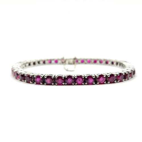 Bracelet Bracelet Tennis or blanc serti de rubis 58 Facettes