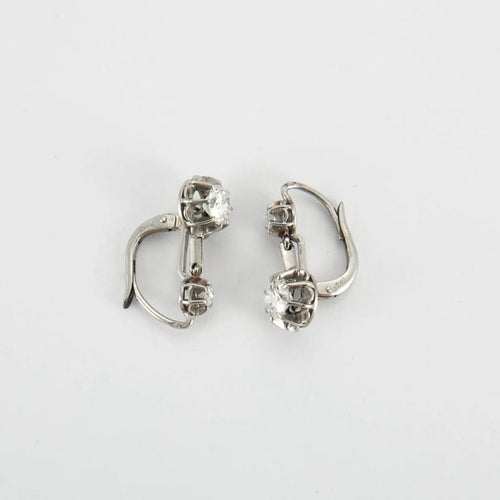 Boucles d'oreilles Dormeuses en platine & diamants 58 Facettes
