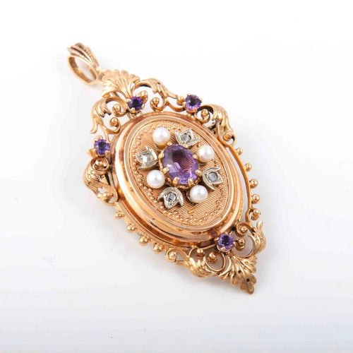 Pendentif Broche/pendentif améthyste et diamants 58 Facettes