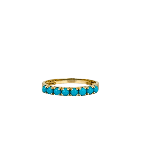 Bague Bague vintage en or jaune 14k avec turquoises 58 Facettes 2507016