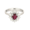 Bague 51.5 Bague marguerite en or gris 18k, rubis ovale et diamants 58 Facettes BA214