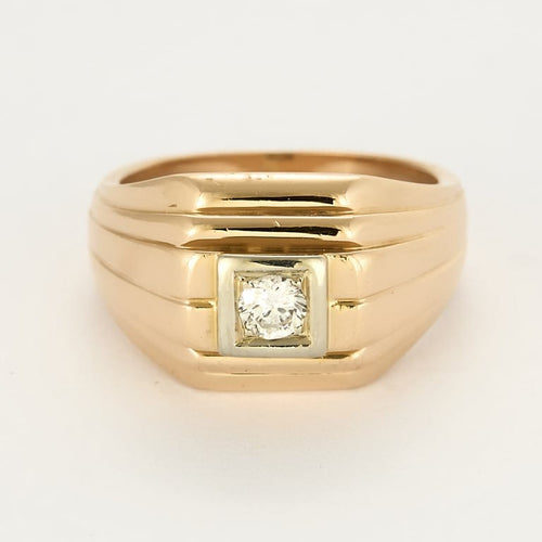 Bague 53 Bague chevalière en or jaune et diamant 58 Facettes VAN0695