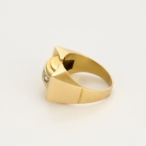 Bague 55 Bague Tank en or jaune et or gris, diamants taillés en rose 58 Facettes ANGE0148
