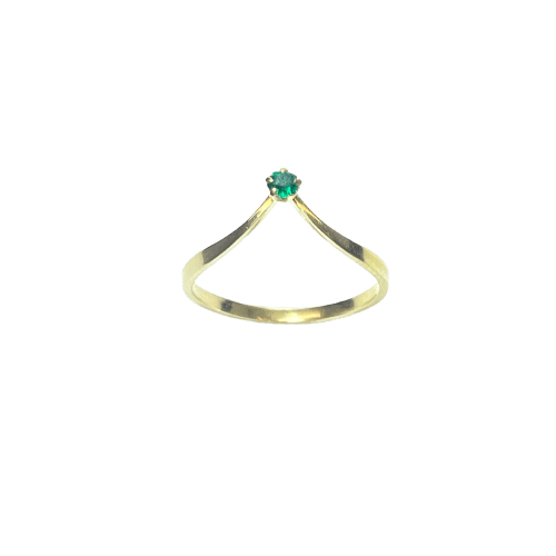 Bague 52 Bague fine en or jaune 18 carats avec pierre verte, taille 52 58 Facettes 260016