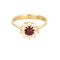 Bague 54 Bague marguerite en or jaune 18k et rubis entouré de diamants 58 Facettes BA212