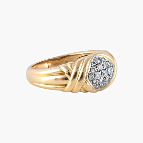 Bague 58 Bague pavée de 19 diamants en or jaune 750 58 Facettes