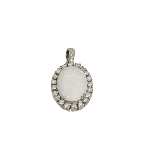 Pendentif Pendentif opale boulder en platine et diamants 58 Facettes 2842