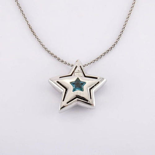 Collier chaine : 40 cm / Blanc/Gris / Or 750 Collier Pendentif Etoile diamants 58 Facettes 170216R