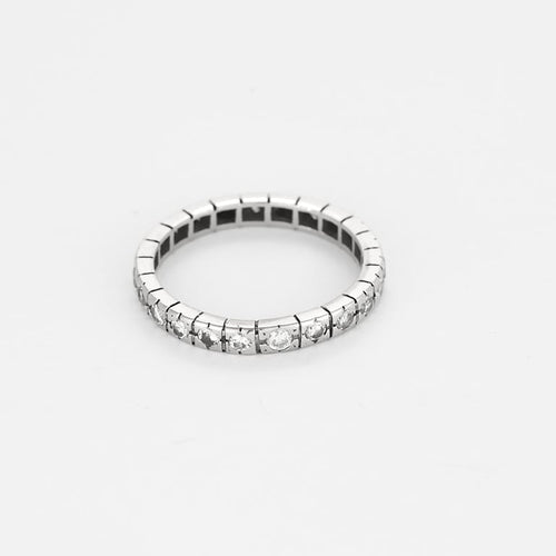 Bague 56 Alliance américaine en or blanc et diamants 58 Facettes MON1251