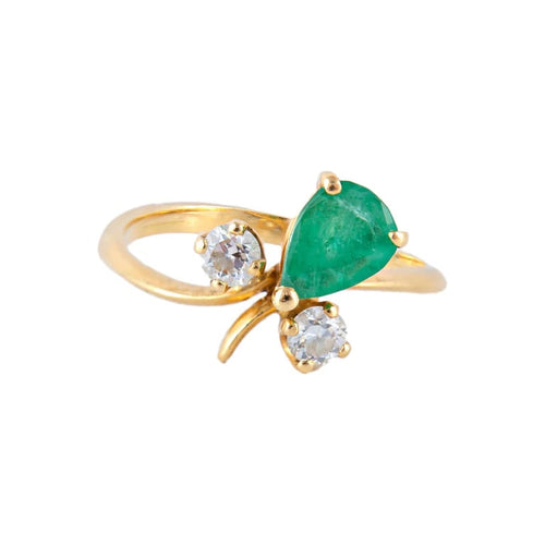 Bague 53 Bague Emeraude et Diamants 58 Facettes
