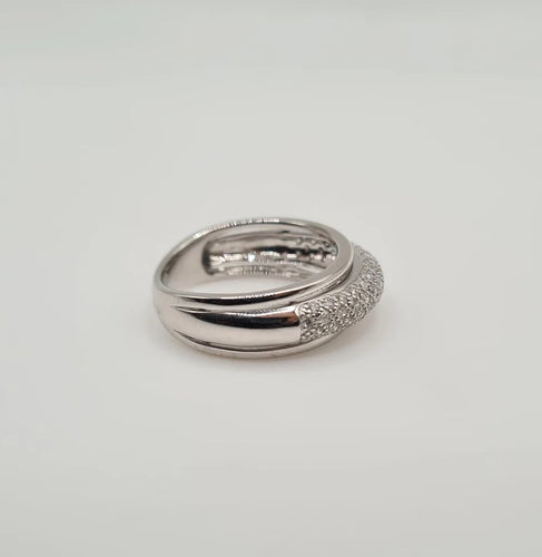 Bague 53.5 Bague or blanc sertie de diamants 58 Facettes